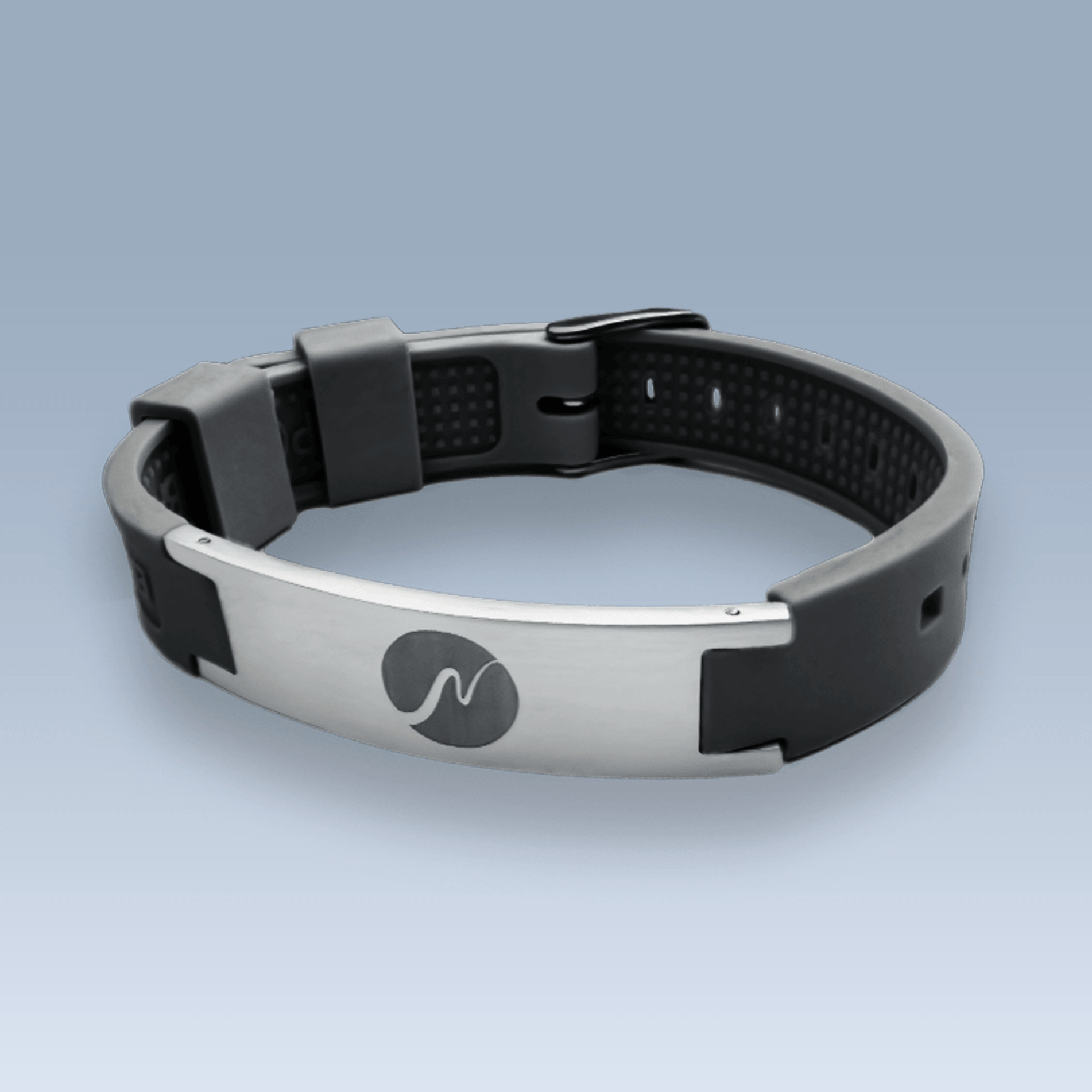 neowake Energy Bracelet in Schwarz mit Edelstahl-Element
