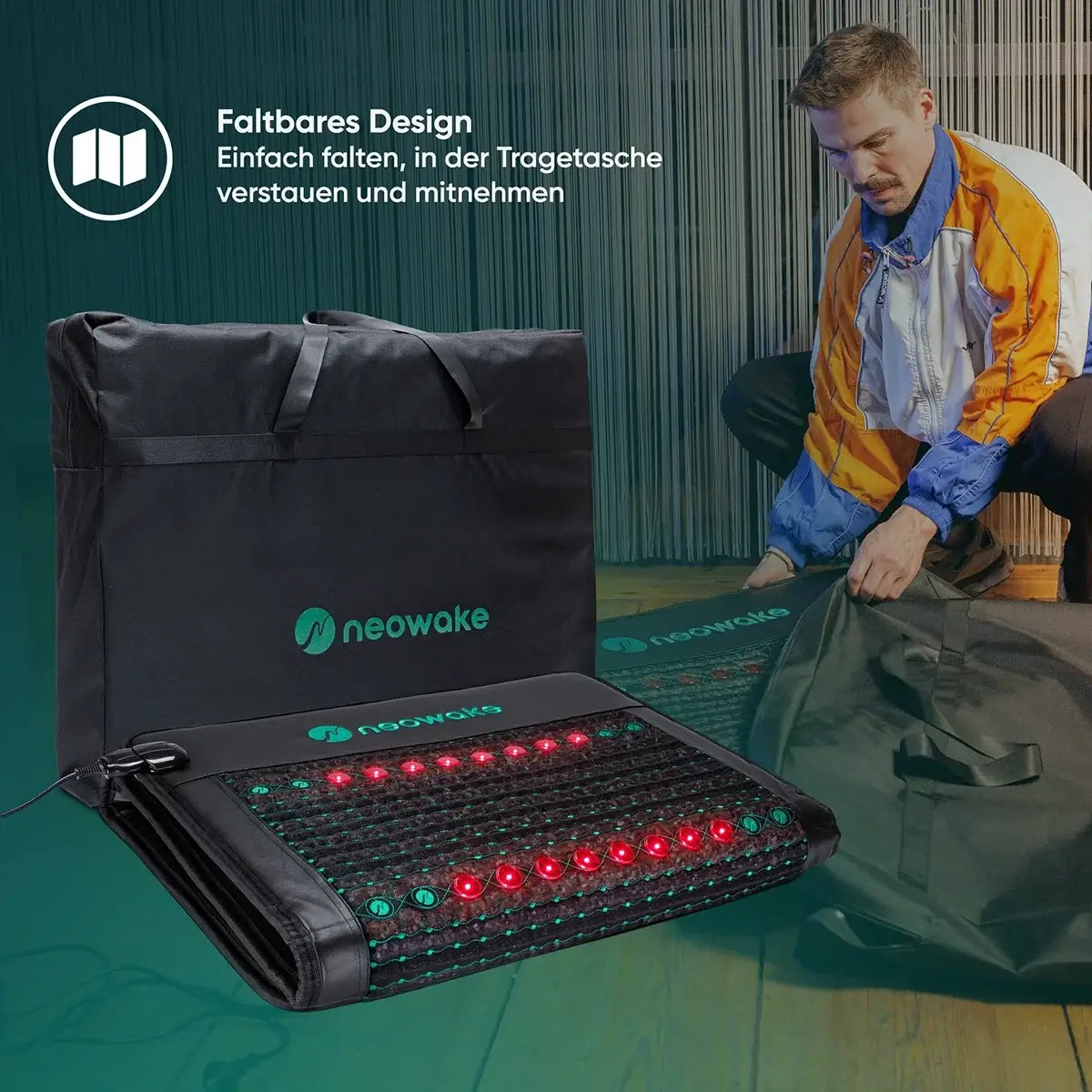 Faltbare neowake Frequenzmatte mit Tragetasche für den mobilen Einsatz