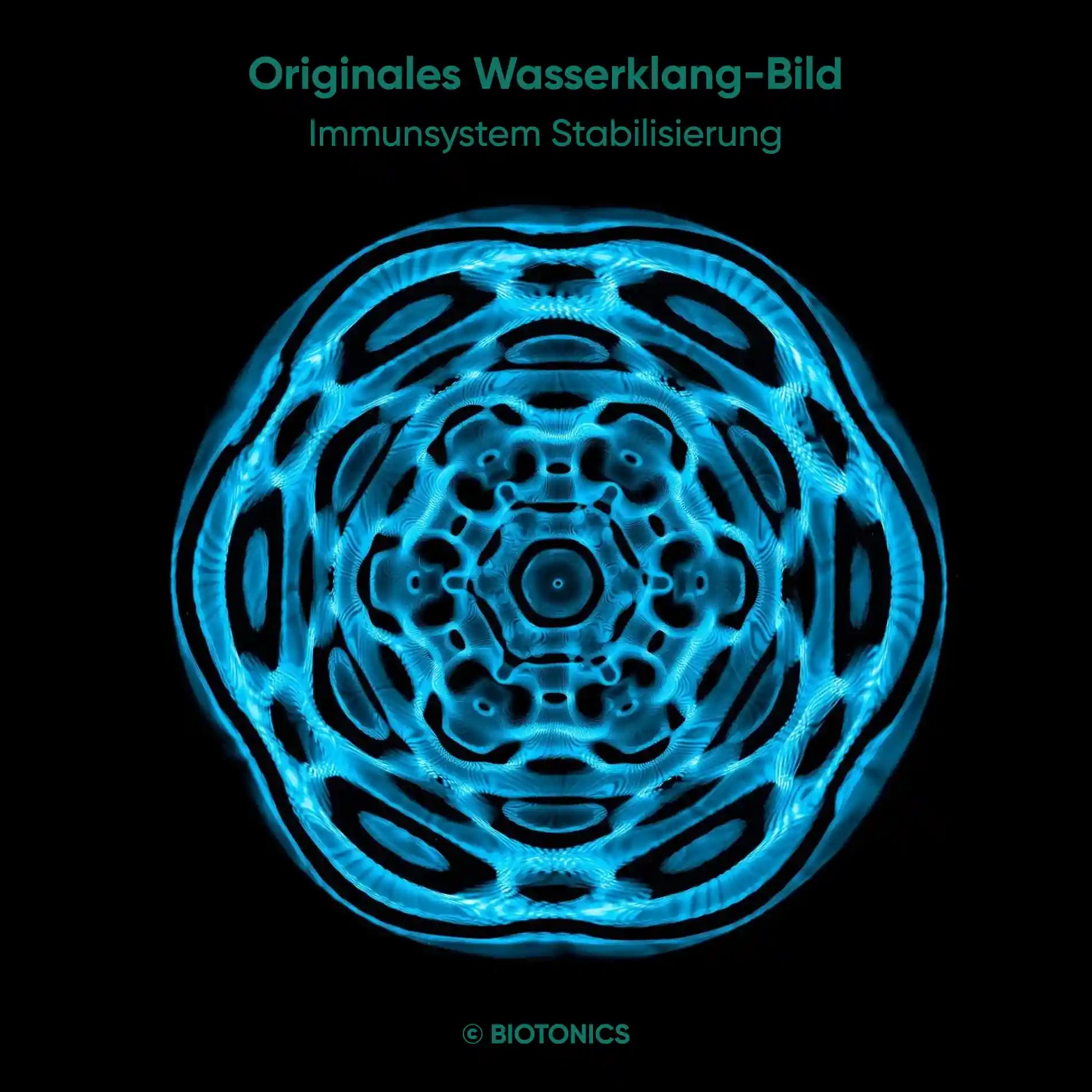 Wasserklang-Bild einer BIOTONICS Session in Blau